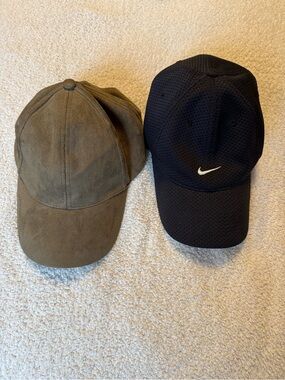 Nike Black Mesh Cap + Olive Suede-Look Cap - 2 Pack